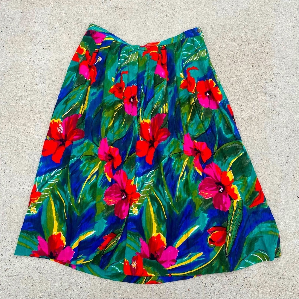 Vintage 90s Alfred Dunner Women’s Size 14 Midi Skirt Tropical Vacation Resort